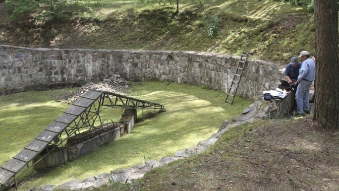 Side view of the burial pit at Ponary where the escape tunnel entrance was located.