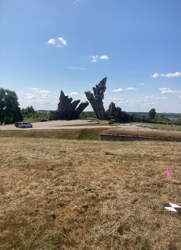 Soviet-era memorial monuments at the Ninth Fort in Kaunas.