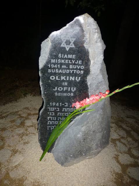 Memorial stone near the burial site of Matilda Olkin and her family.